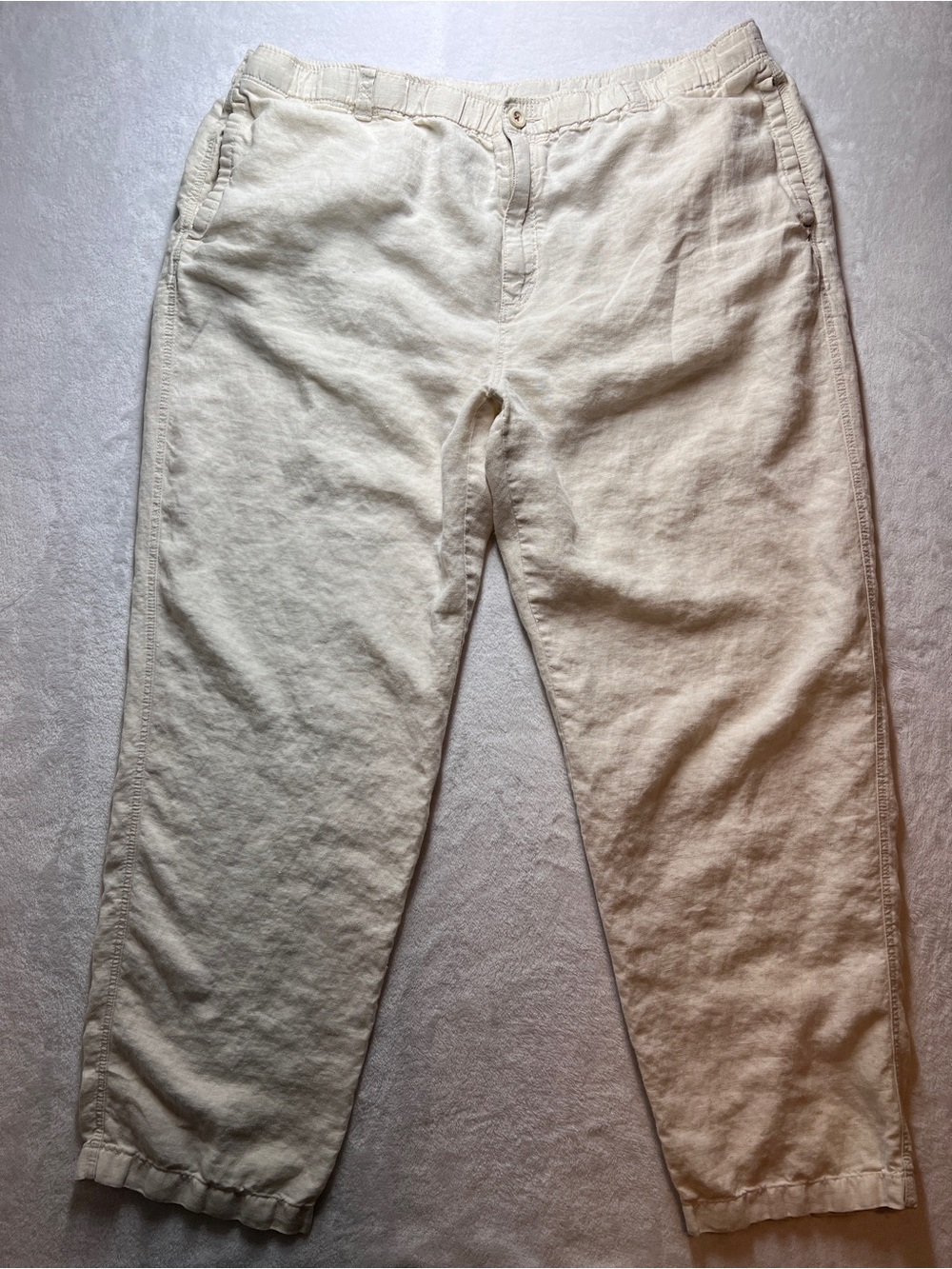 Tommy Bahama Relax 100% Linen Pants High Rise Wide Leg Drawstring Beige XXL